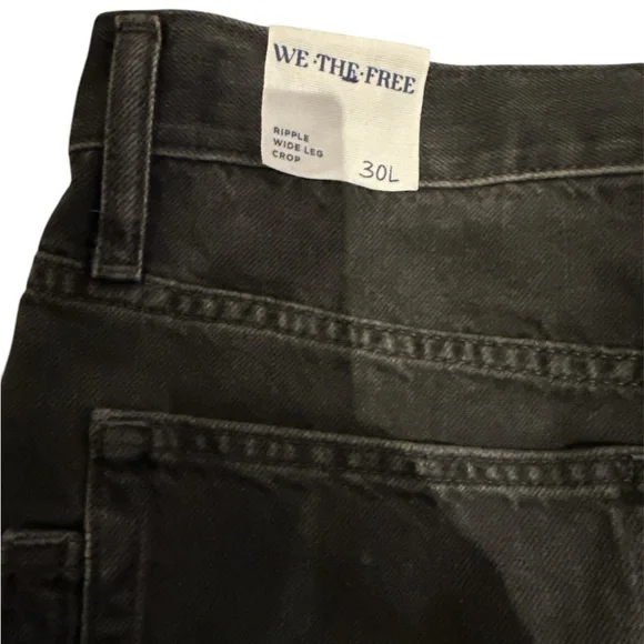 FREE PEOPLE WE THE FREE WOMENS RIPPLE WIDE LEG CROP DENIM 30 - Picture 12 of 16